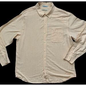 Tommy Bahama Shirt Mens Size XL Peach Relax 100% Linen Long Sleeve Button Up
